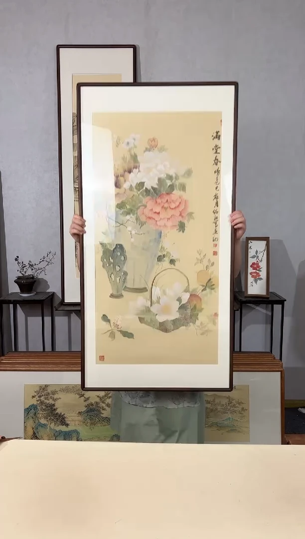 国画手绘*满堂春*62*122cm带框发货