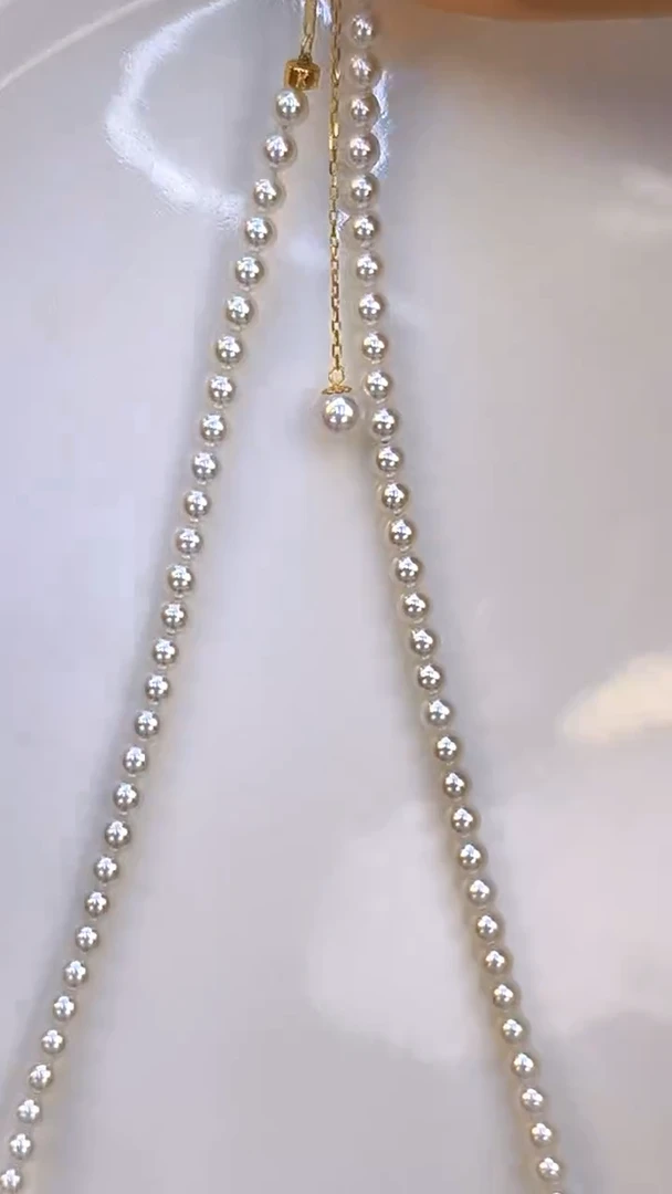 项链18K金镶嵌淡水珍珠3.5-4