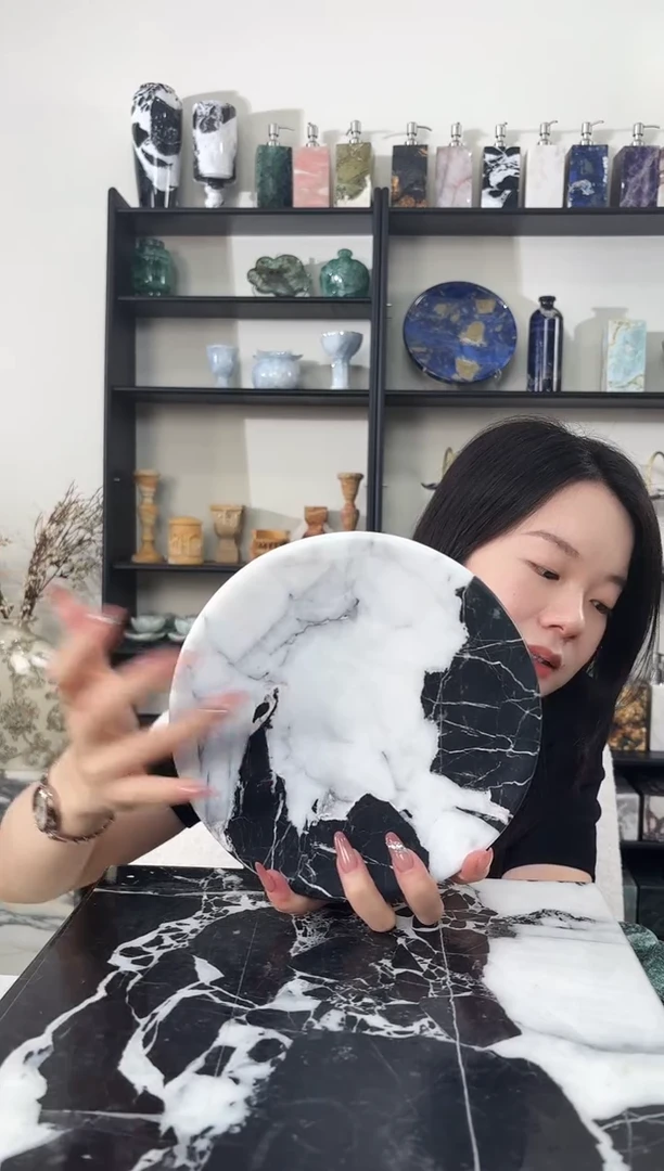 石材宝格丽黑水果盘093