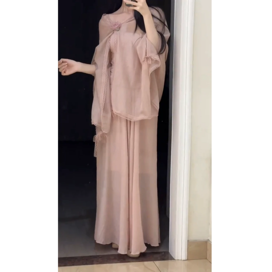 2025夏季新款禅意国风显瘦开衫性感内搭背心配高腰半身裙三件套女