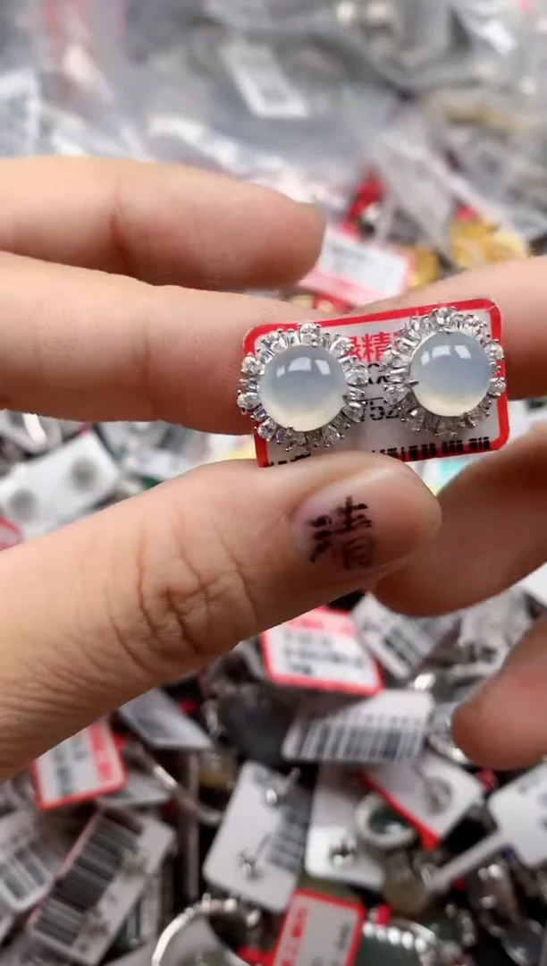 银S925镶嵌戒指翡翠天然A货缅甸翡翠