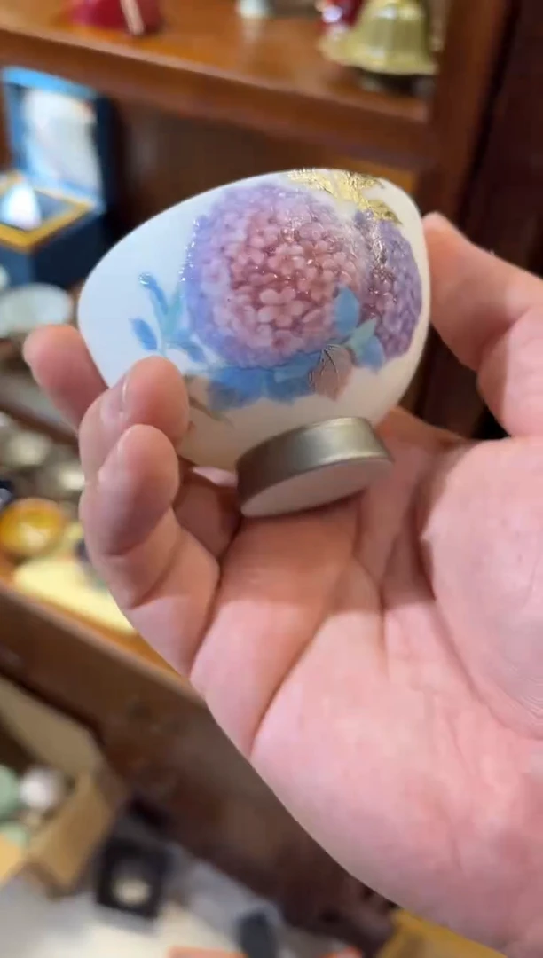 粉绣球高足杯茶具茶具