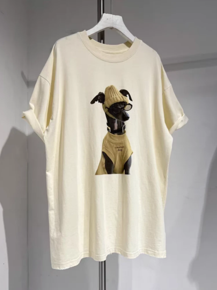 【济州岛】眼镜小狗印花大版短袖