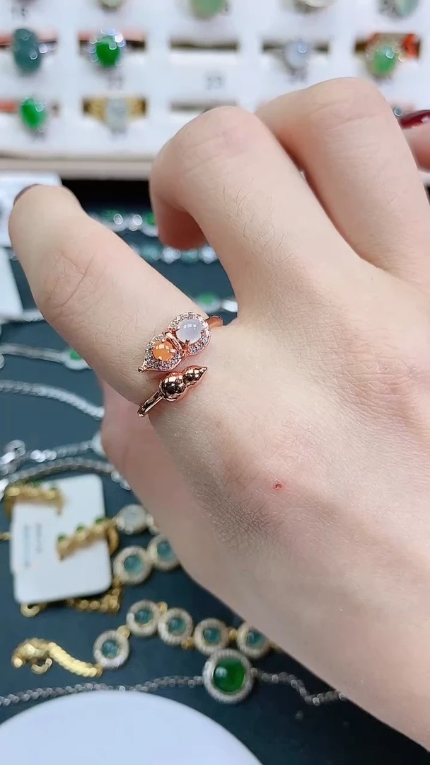 银S925镶嵌戒指翡翠天然翡翠