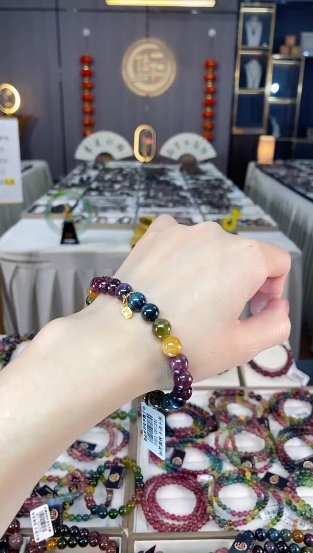 未镶嵌老矿碧玺彩虹单圈手串8mm+碧玺hon多样性发一条