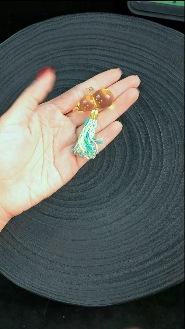 琥珀银S925镀金镶嵌珠宝奇石蓝珀葫芦