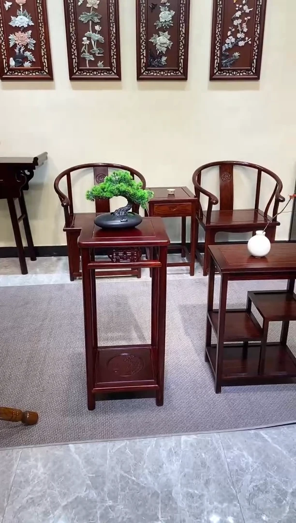 黑酸枝木类成套家具花架