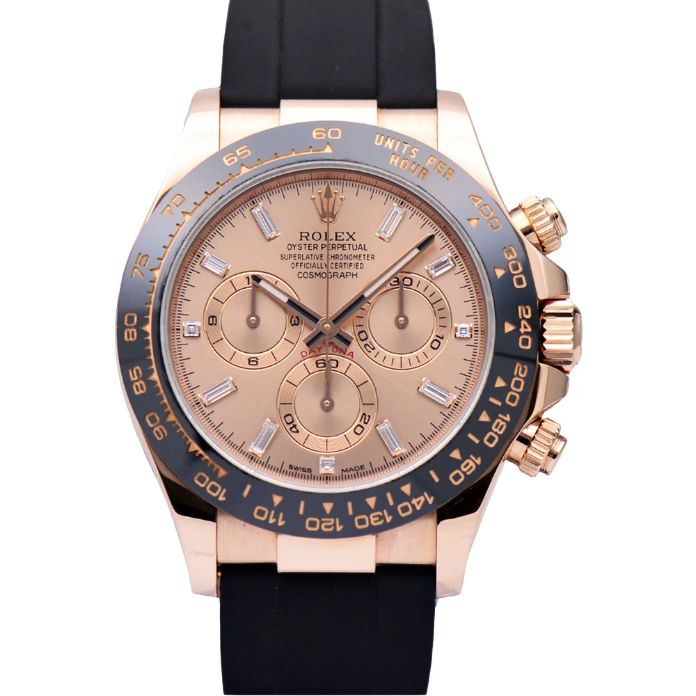 99新 Rolex/劳力士 粉冰糖迪通拿系列玫瑰金116515自动机械男表