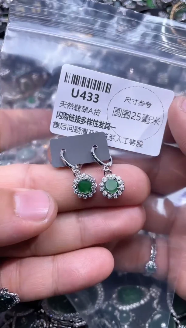 【闪购商品】翡翠颈饰未镶嵌U433耳扣