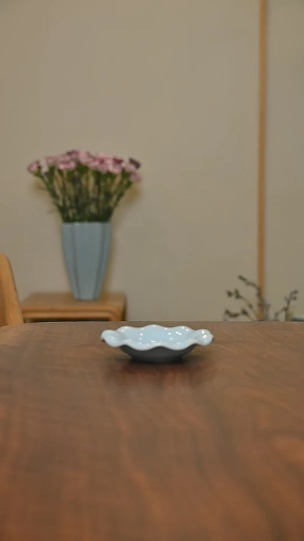 盏托 天青 微瑕 朱家汝窑款