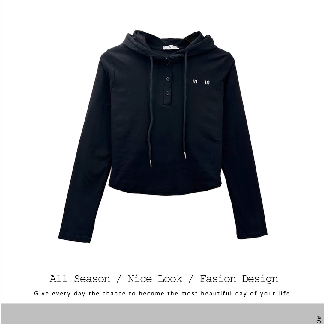 273 连帽卫衣女打底衫2025春秋薄款修身内搭小众长袖上衣女#1209