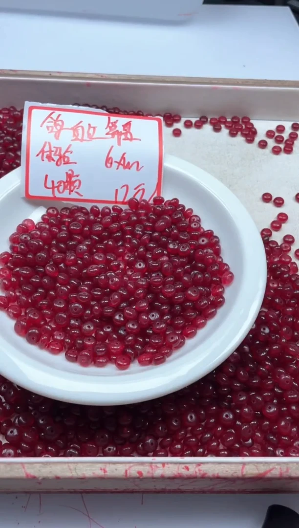 【闪购商品】玛瑙/玉髓颈饰未镶嵌w2296鸽血红算盘6*4mm*40颗