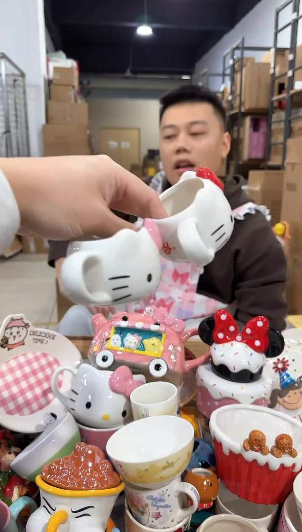 瓷片kkkt 一口杯 红色加粉色