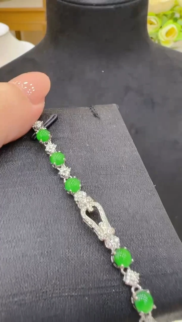 银S925镶嵌手链翡翠多样性团购发一件