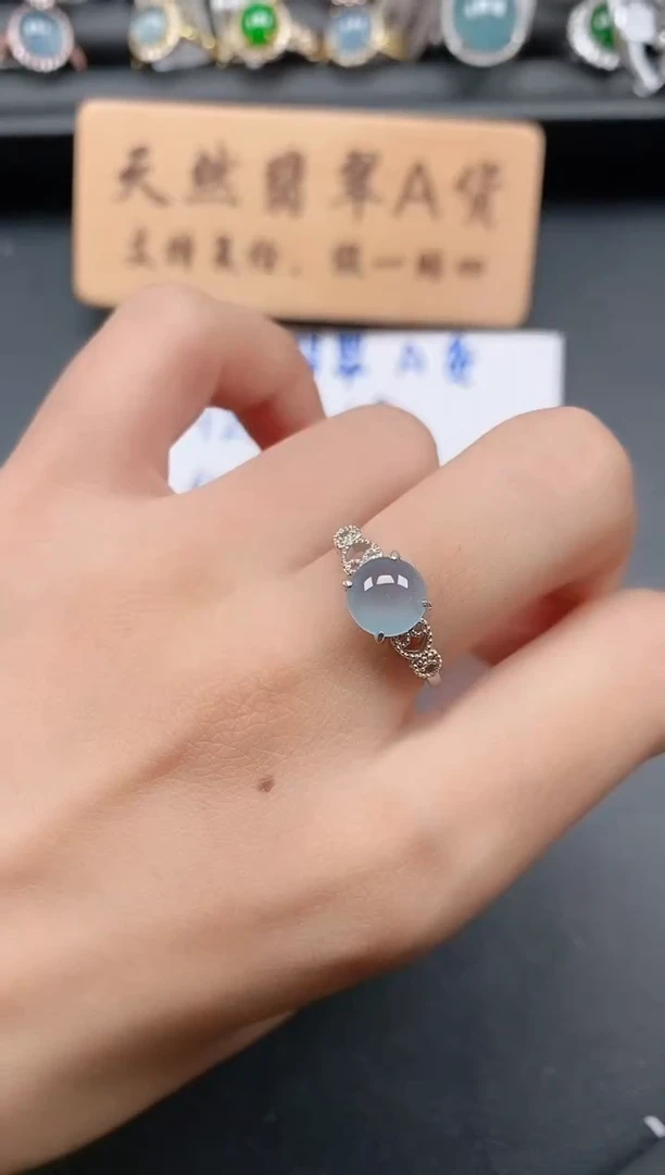 银S925镶嵌戒指翡翠1