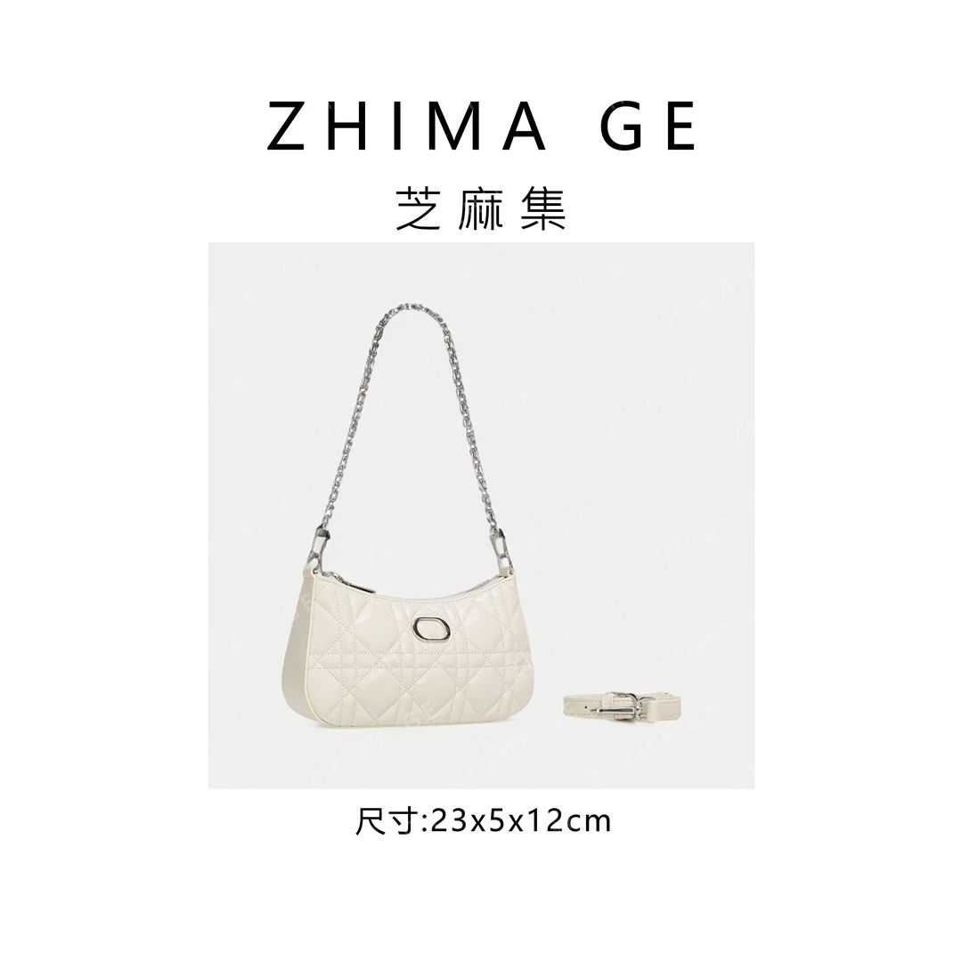 【芝麻集】GQ-7785-米白RAIN.CUN时尚简约腋下斜跨女包