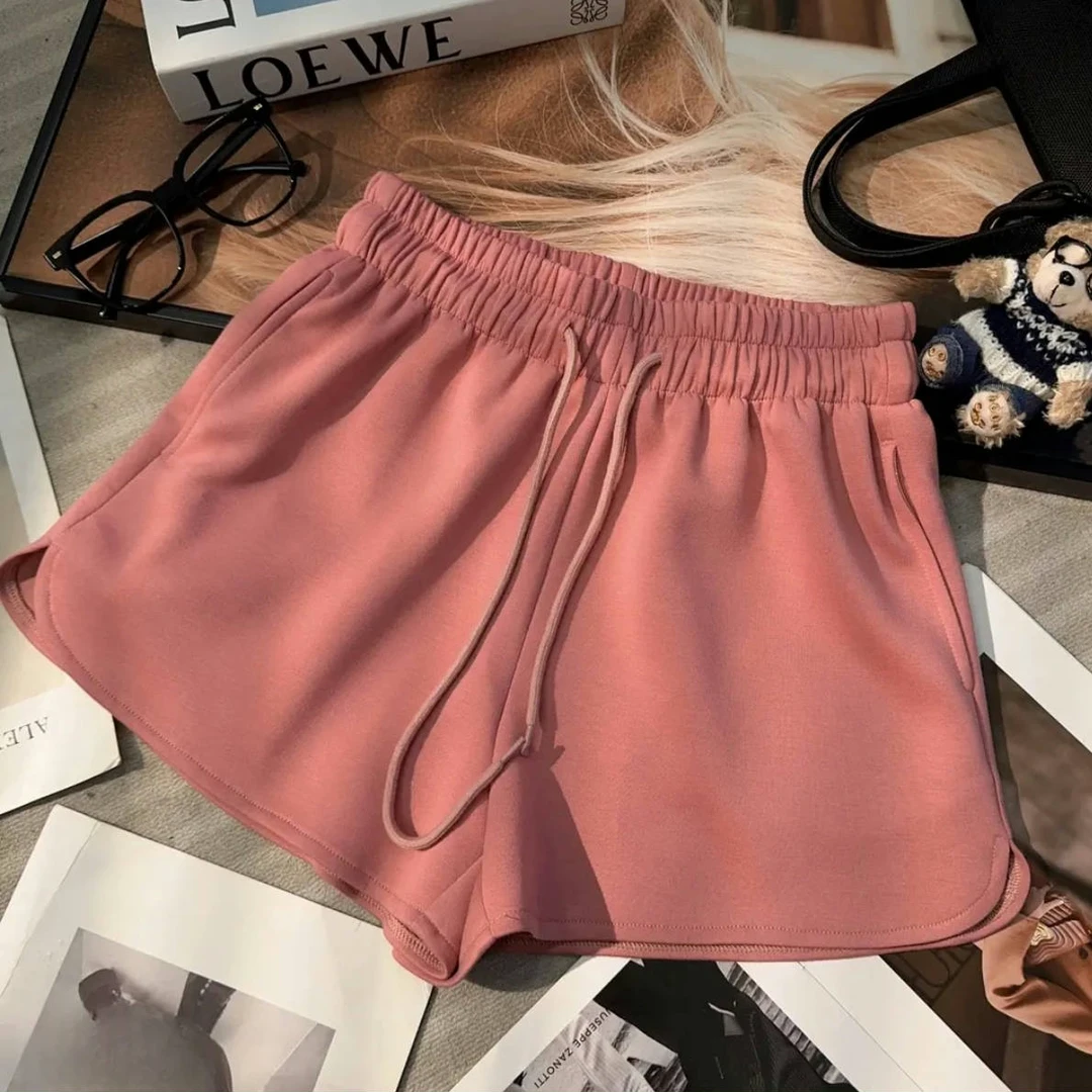 设计感学生薄款休闲阔腿裤女2025夏季新款时尚运动高腰显瘦短裤