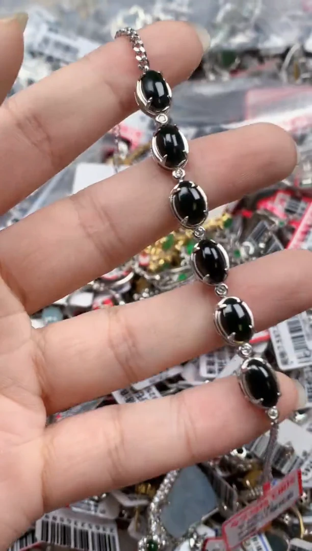 银S925镶嵌戒指翡翠天然A货缅甸翡翠