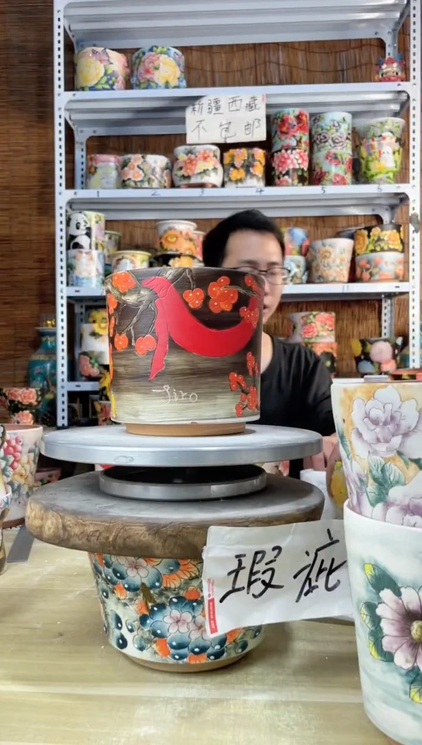 【闪购商品】摆件641陶花岛多肉陶瓷花盆罐——微瑕