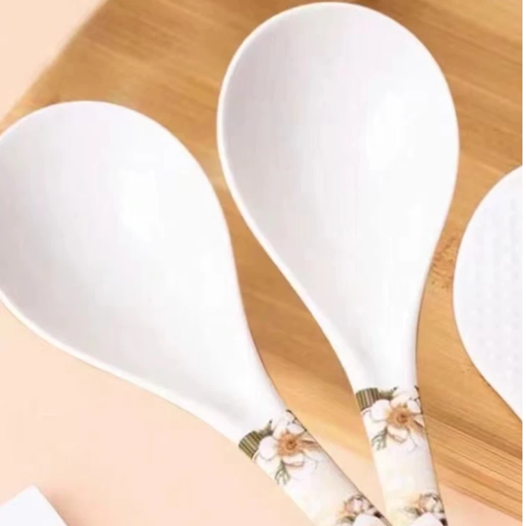 山茶花同款2个陶瓷大汤勺防滑耐高温易清洗 破损补发