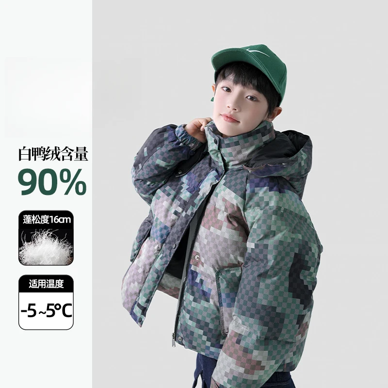 吉米妈【我的世界2】冬装白鸭绒高充绒儿童羽绒服防水YRW261