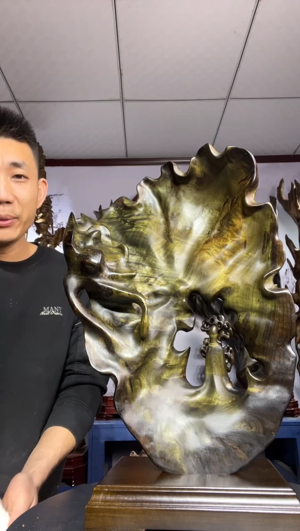 金丝楠木雕款金**影金丝楠木工艺品摆件