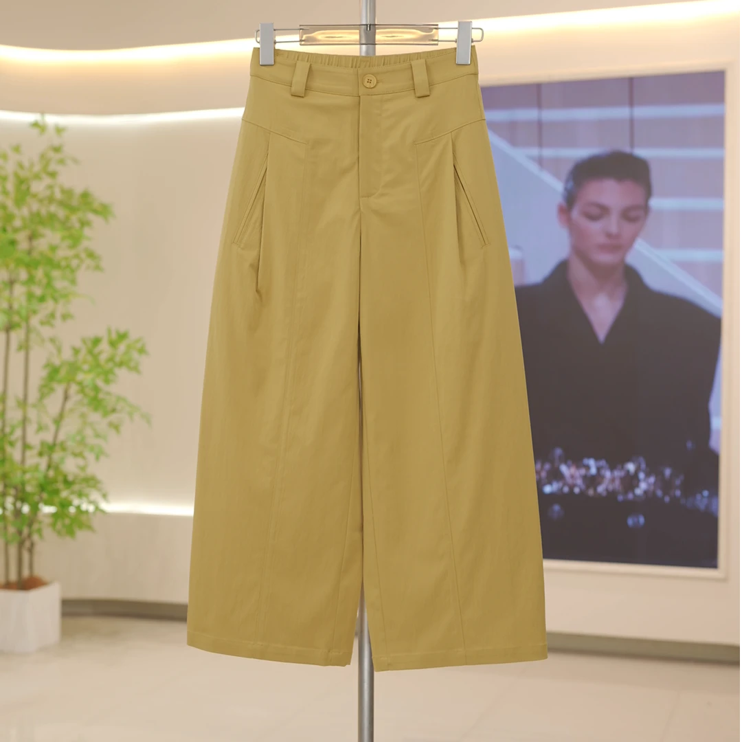 浅雯【认准正版】夏季百搭宽松显瘦简约直筒高腰女士八分裤