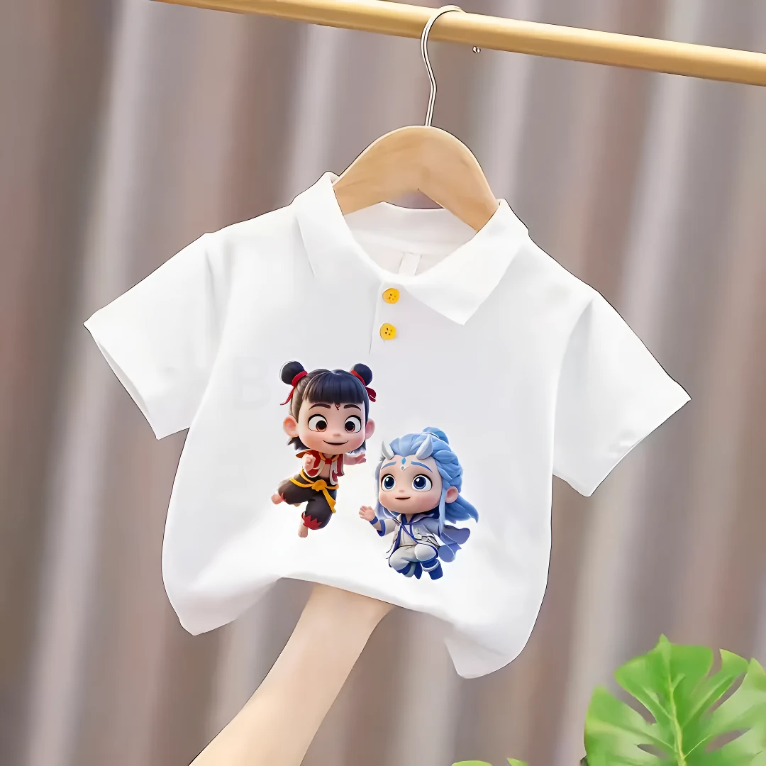 男女童2025夏季新款Polo衫哪吒卡通翻领儿童短袖T恤宝宝上衣童装