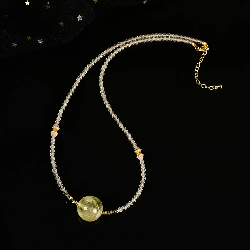 九福晶典 黄水晶单珠项链 （多样性发货）JFXLF9295