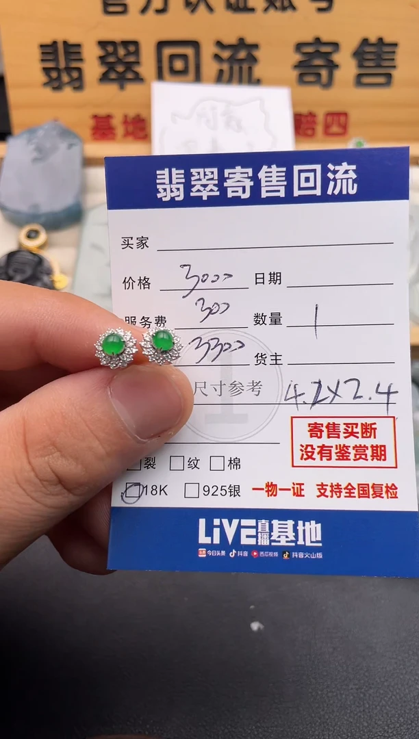 18K金镶嵌翡翠耳饰10146339