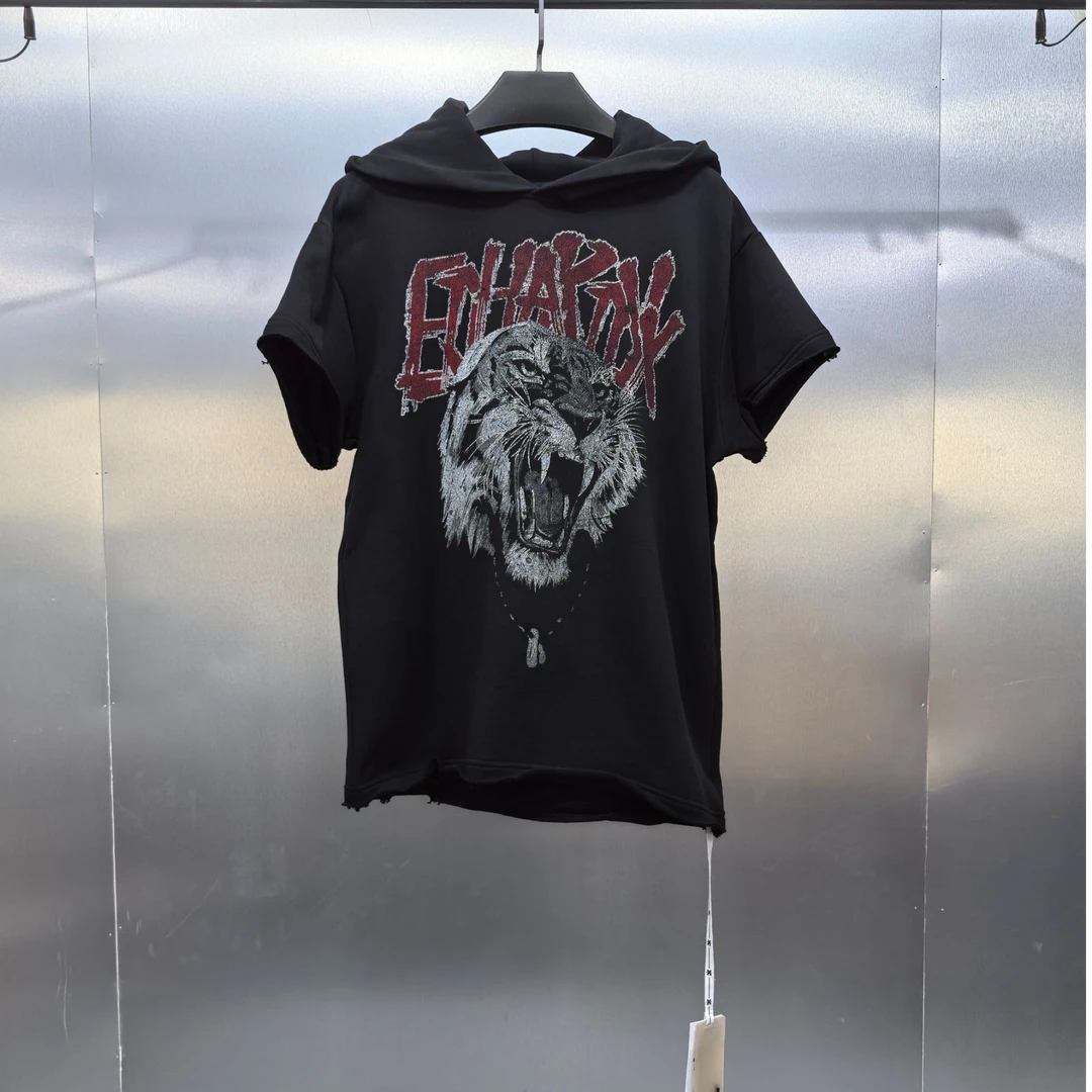 P07(ST)-31574-EDX夏季正面虎头印花连帽时尚半袖