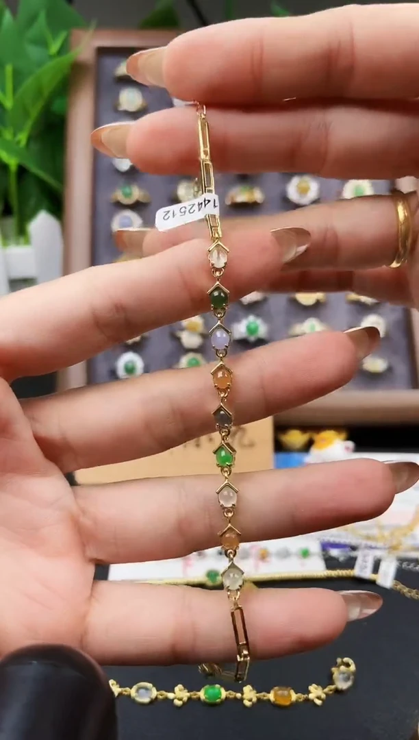 银S925镶嵌手链翡翠12