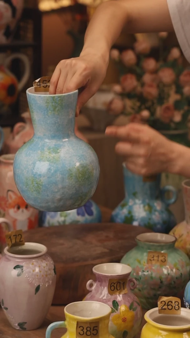 陶瓷452景德镇设计师手作花器摆件侘寂风