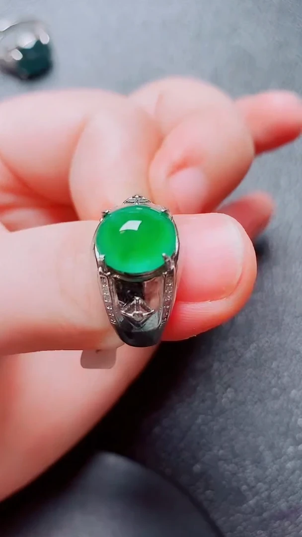 翡翠戒指银S925镶嵌翡翠