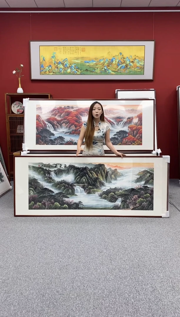 国画手绘 紫气东来 219*88