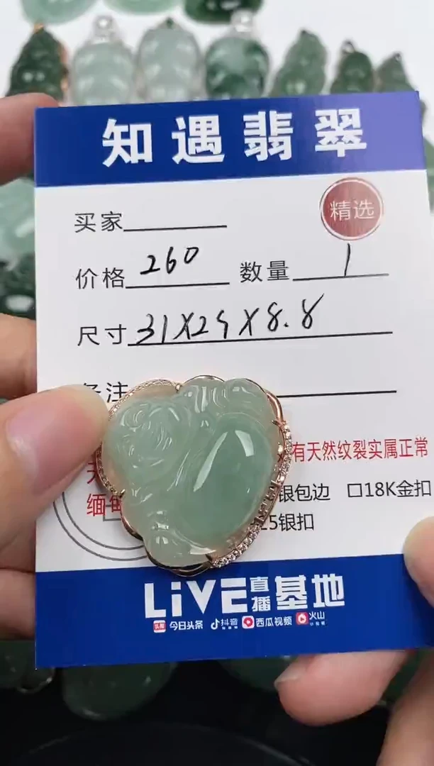 颈饰银S925镶嵌翡翠挂件
