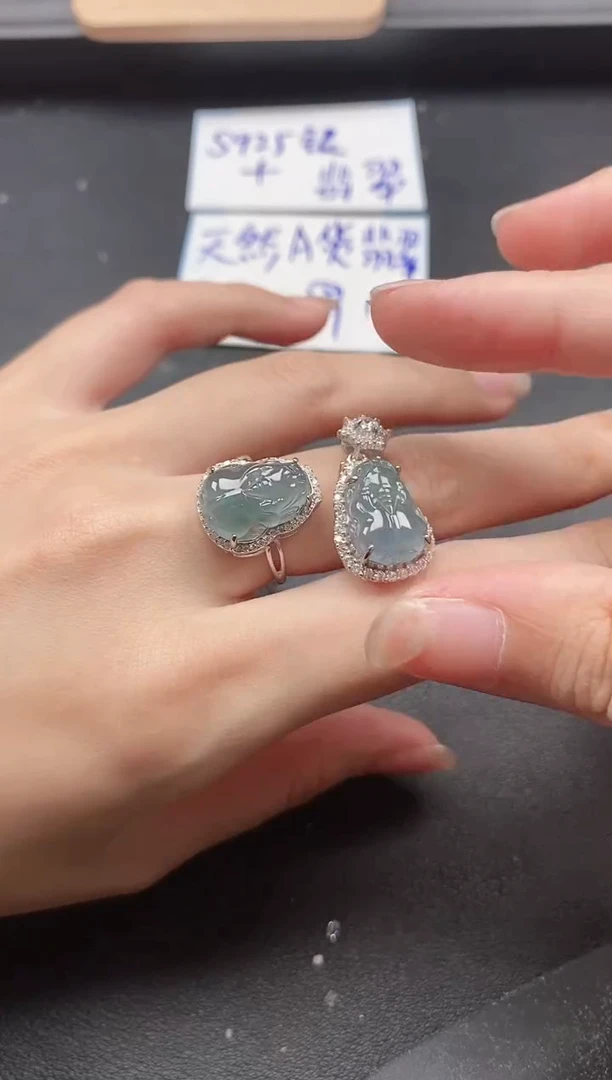 翡翠戒指银S925镶嵌5151