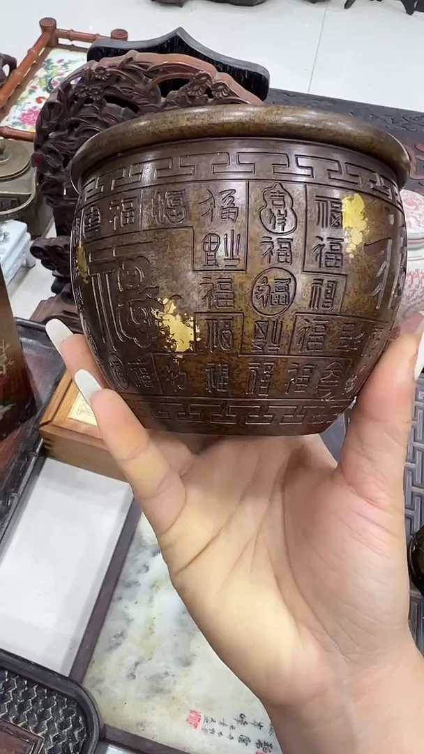金属沐头淘摆件木 香炉件