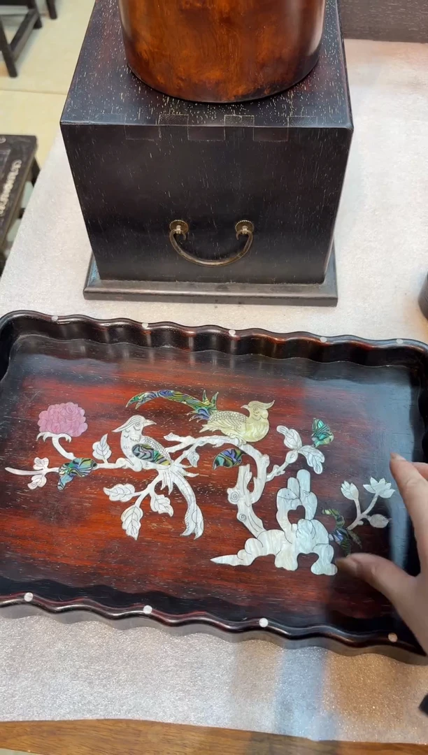 紫檀波浪边茶盘木木