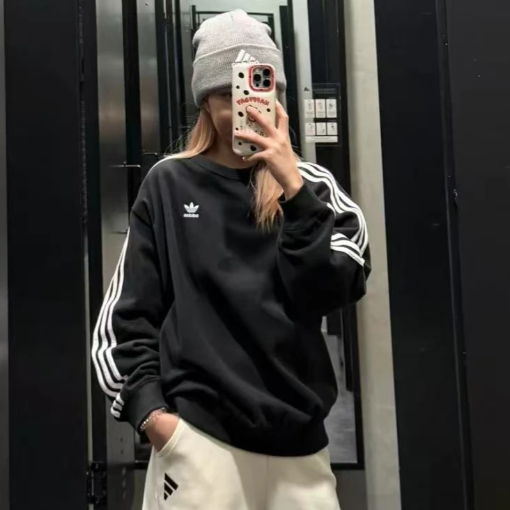 adidas/阿迪达斯复古穿搭运动宽松长袖圆领卫衣套头衫 JN9786
