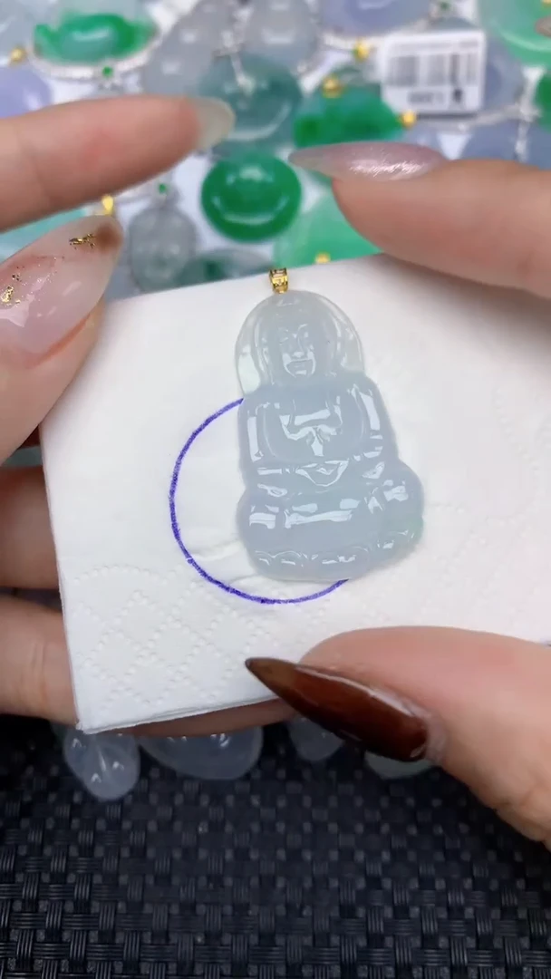 颈饰18K金镶嵌翡翠天然缅甸翡翠a货百元以上9元证书费自理