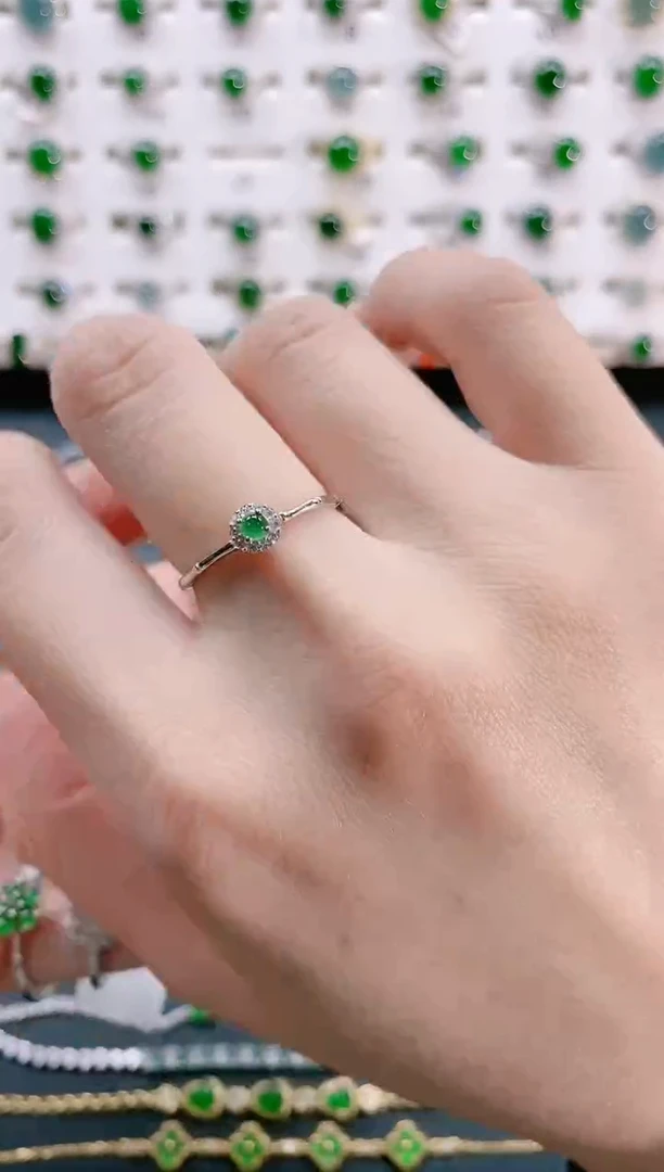 【闪购商品】翡翠戒指银S925镶嵌天然翡翠