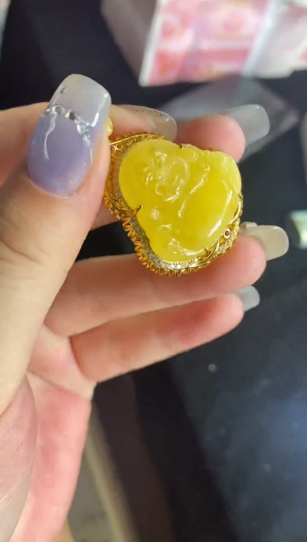 银S925镶嵌吊坠(不含链)蜜蜡吊坠-D8655