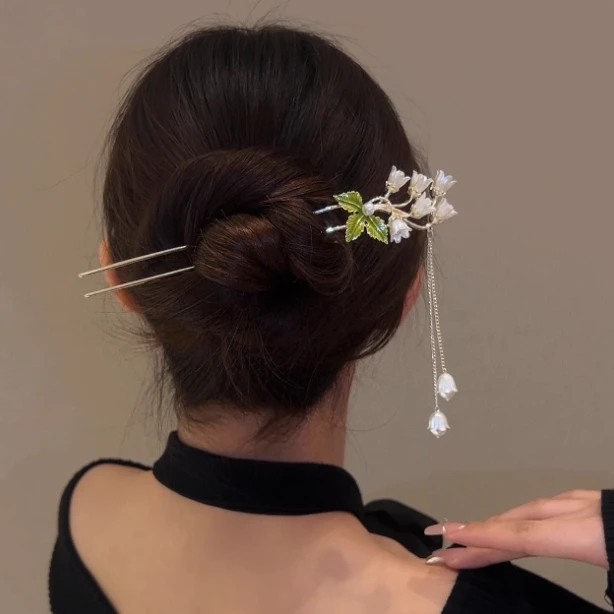 铃兰花发簪女小众新中式百搭簪子古风流苏发饰发钗汉服古风簪子