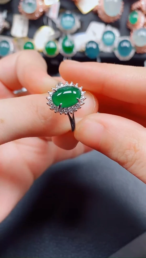 银S925镶嵌戒指翡翠翡翠