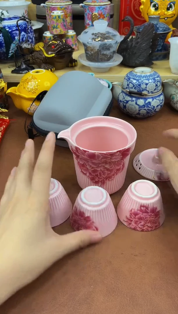 陶瓷茶具摆件旅行套组