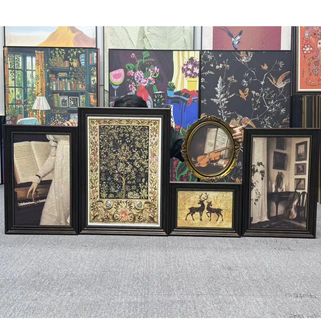美式装饰画法式挂画复古油画客厅沙发背景墙中古风组合画艺术500