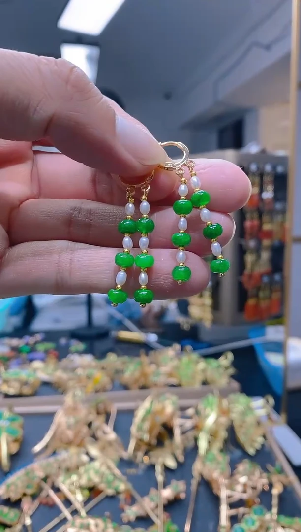 【闪购商品】翡翠耳饰合金048翡翠耳包