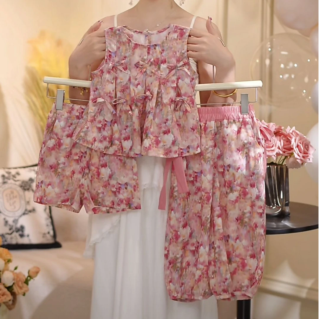 【可儿家】女童2025夏季公主薄款韩版公主风夏款时尚套装-5205