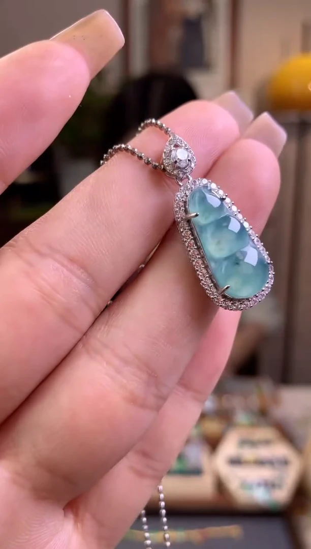 翡翠银S925镶嵌吊坠(不含链)【挽石珠宝】豆子